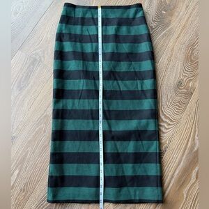 MANGO Black and Green Striped Pencil Skirt